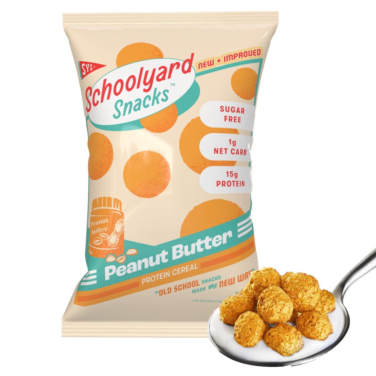 Schoolyard Snacks Keto Cereal - (Peanut Butter) |15g Protein, Low Carb, Low Sugar, Low Calories | Gluten-Free, Grain-Free, Keto-Friendly | Healthy