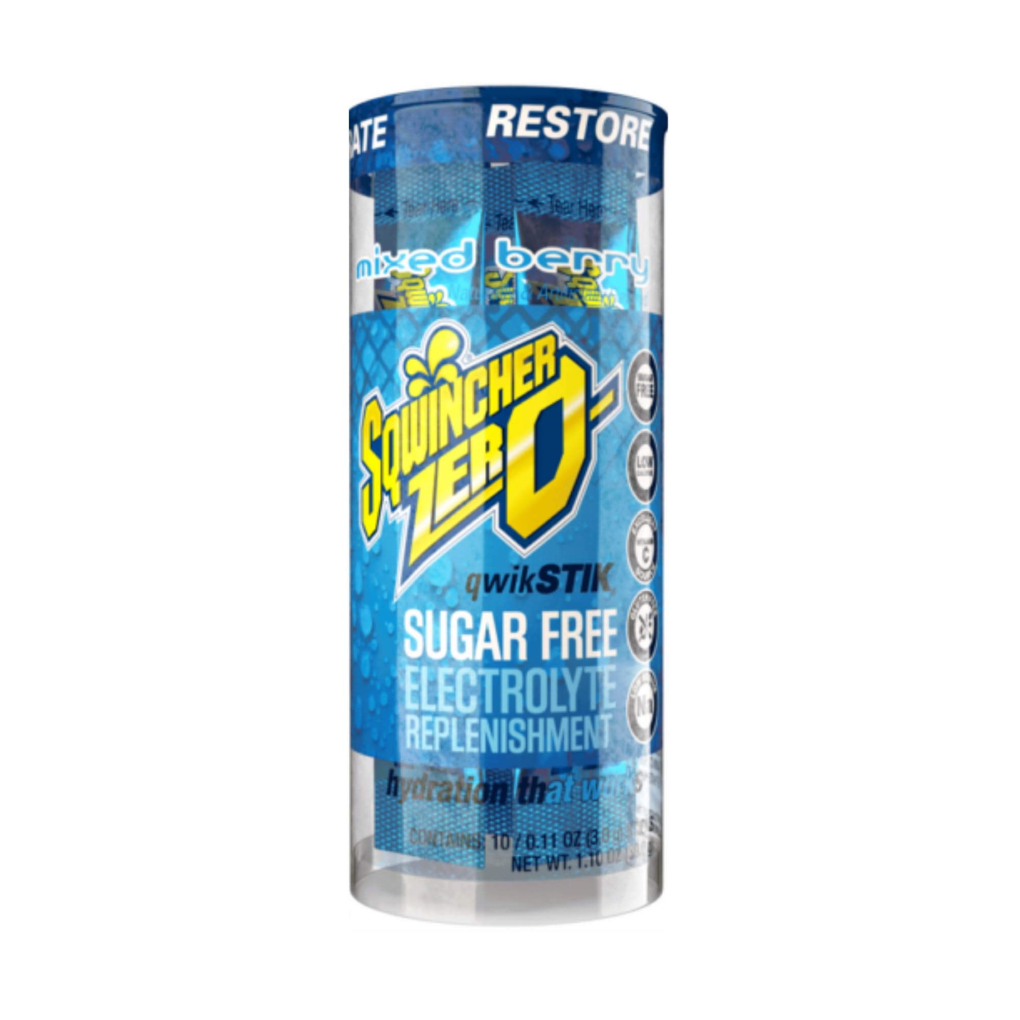 Sqwincher ZERO Qwik Stik - Sugar Free Electrolyte Powdered Beverage Mix, Assorted Flavors (40 Sticks)