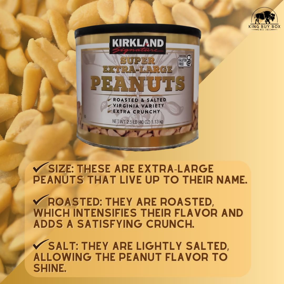 Kirkland Signature Super Extra-Large Peanuts 2.5 lbs + KING BUY BOX 1 Cup - Bundle of 2 Items