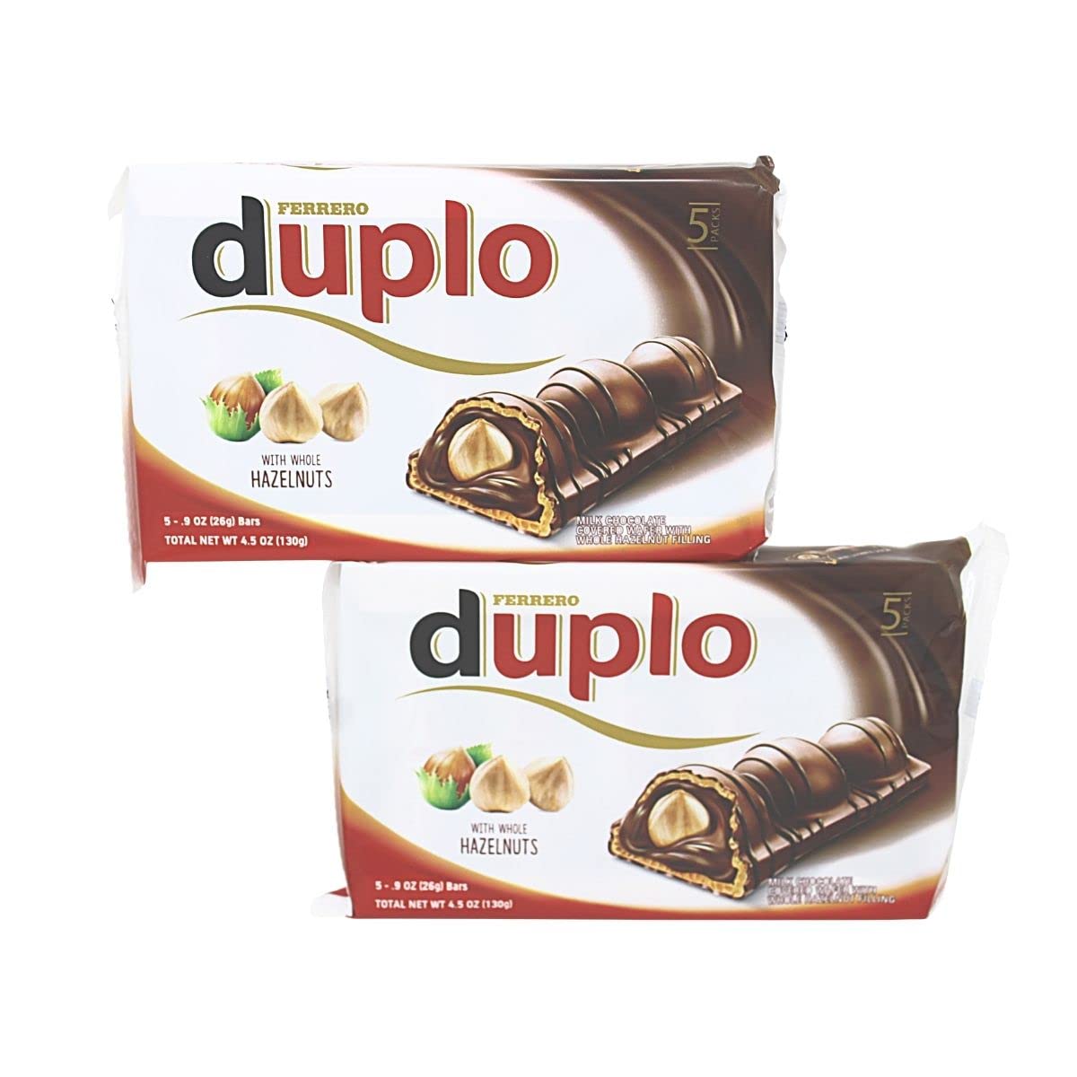 Ferrero Duplo Chocolate and Hazelnut Bars - 5 x .9 bars, 10pieces total
