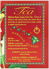 Hawaiian Islands Tea Company Hibiscus Honey Lemon Tropical Green Tea, All Natural - 20 Teabags (1 Box)