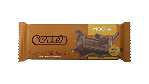 Cortés Premium Milk Chocolate Mocha Bar, 1.4 oz, Caribbean Chocolate, Pack of 18