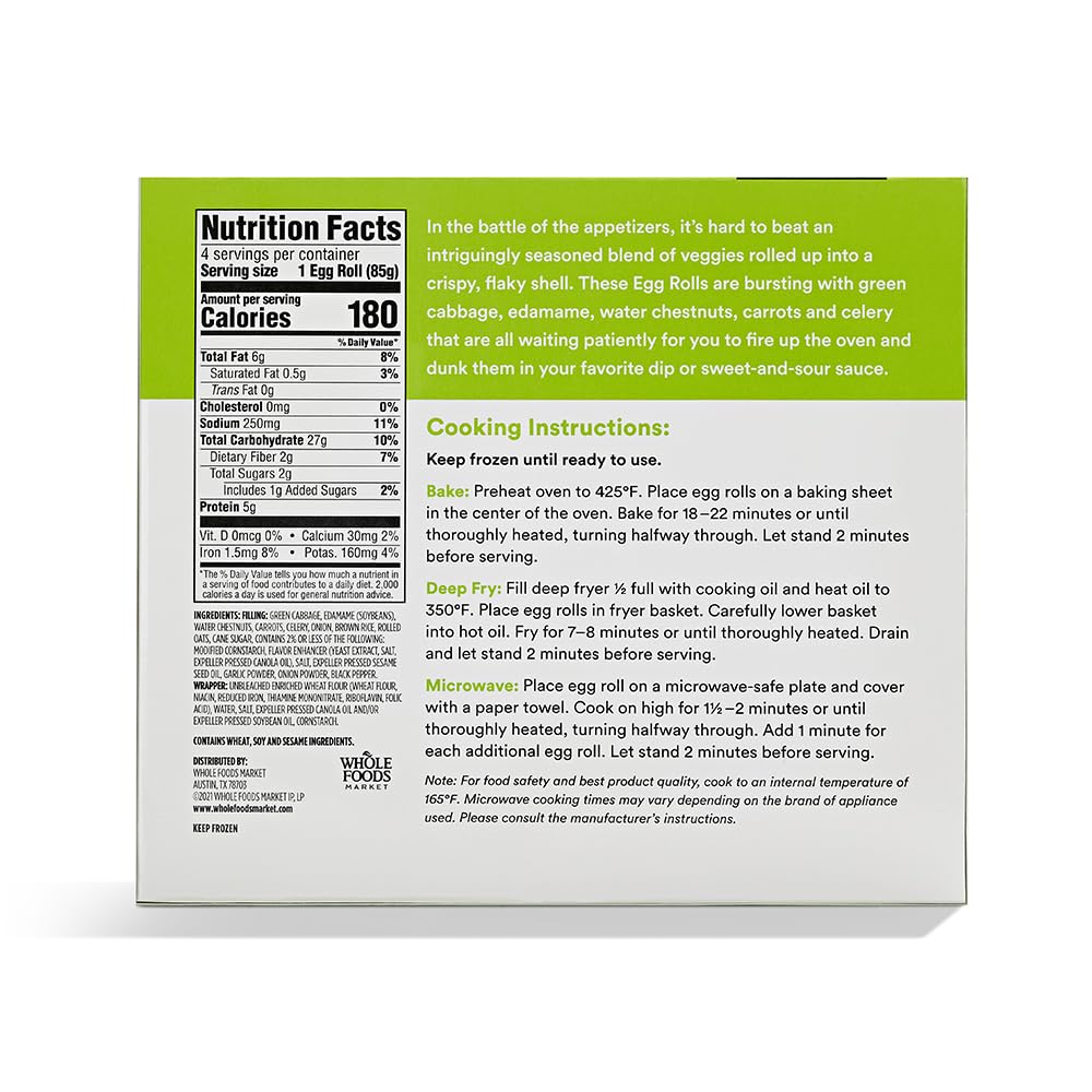Whole Foods Market, Vegetable Egg Rolls, 12 oz, (Frozen)