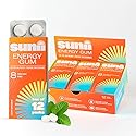 Sunii Nootropic Energy Gum - Quick Boost Energy & Focus - 100mg Caffeine Gum, Fresh Mint Taste - Vitamins B6 & B5, Taurine, Vegan, No Sugar 5 Calorie