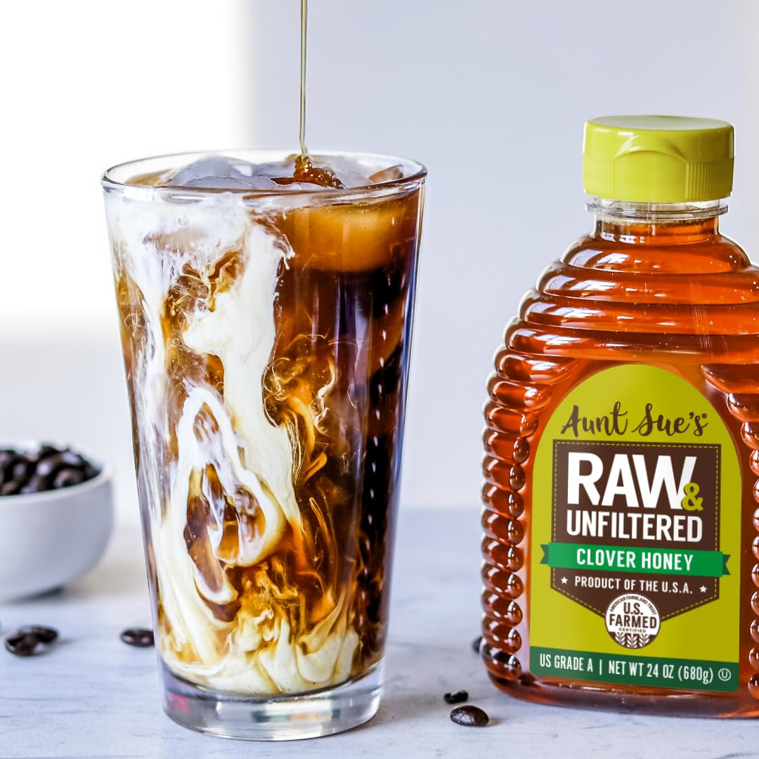 Aunt Sue’s Raw & Unfiltered Clover Honey, Product of USA, Pure Honey, 24 Ounce (Pack of 1)