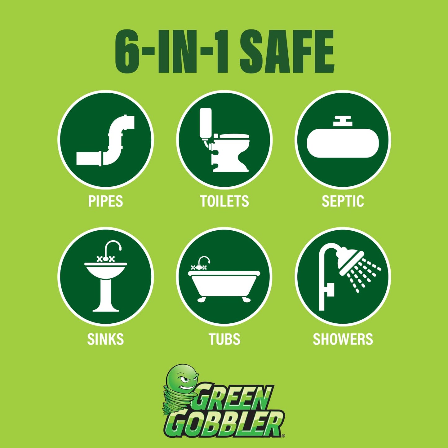 Green Gobbler Drain Clog Remover & Drain Cleaner Powder (5 Pacs & 5 Tools)