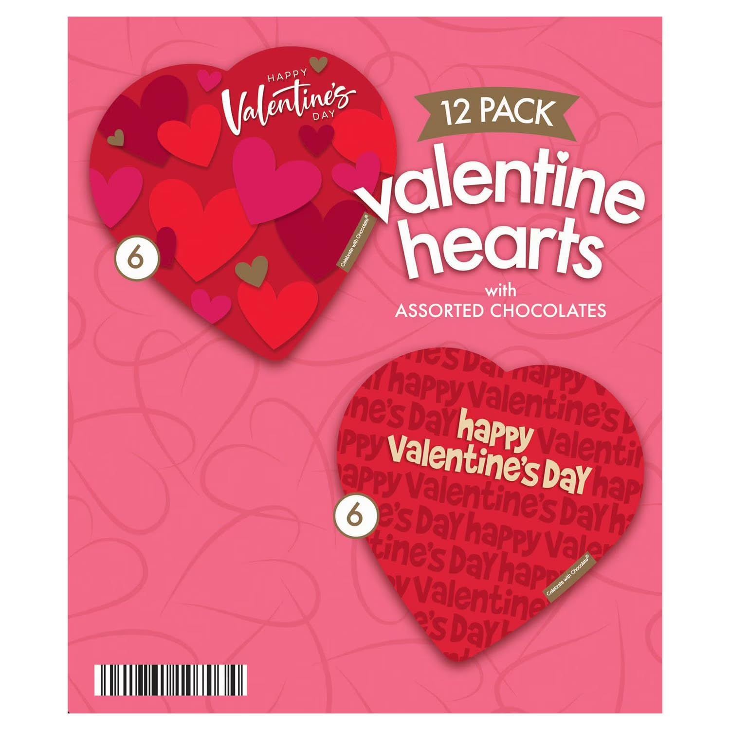 Elmer Chocolate Valentine Hearts, 12 Pack, Assorted Chocolates, 24 oz, Heart Shaped Gift Boxes