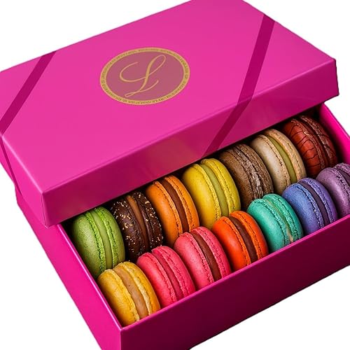Leilalove Macarons - Mademoiselle de Paris Collections of 15 gourmet macarons Gift box varies in color - cookies are individually packaged for the