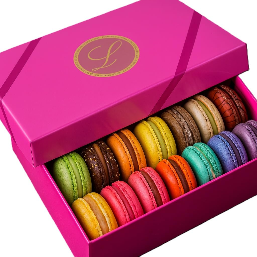 Leilalove Macarons - Mademoiselle de Paris Collections of 15 gourmet macarons Gift box varies in color - cookies are individually packaged for the