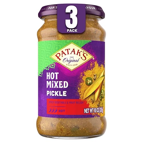 Patak’s Hot Mixed Pickle - Authentic Indian Relish w/Mangoes, Carrots, Limes, Chili Peppers & Aromatic Spices -Perfect for Sandwiches, Salads & Cold