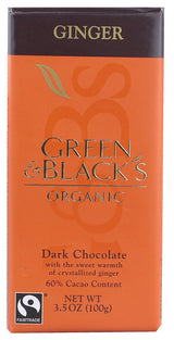 Green & Black's Chocolate Bar, Ginger, Organic, 3.5 Ounce