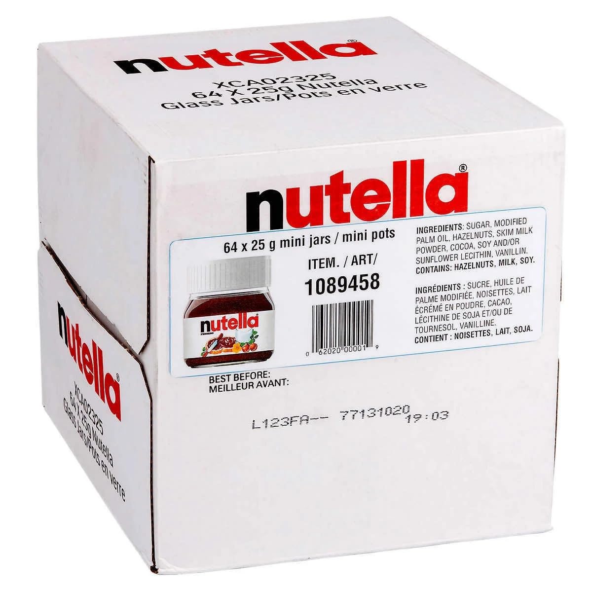 Nutella Hazelnut Spread with Cocoa Glass Jar, .88 Ounce -- 64 per case.