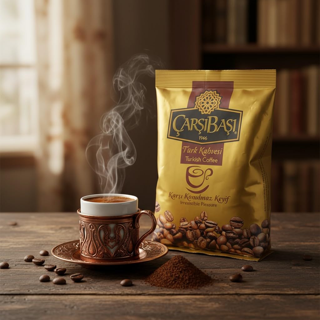 Çar??ba?? Turkish Coffee (Türk Kahvesi) - 100% Pure Arabica - Medium Roast - Extra Fine Ground - Rich Aroma & Smooth Flavor - 100g x 6 Pack (Total