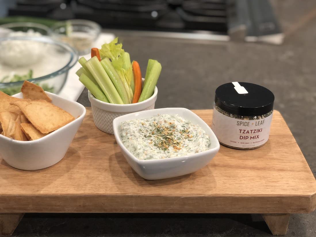 Premium Tzatziki Dip Mix by Spice + Leaf - Vegan Kosher No Preservatives Spice Blend Used to Make Dip, Fish, Chicken Salad, 2.2 oz