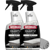 Weiman Quartz Countertop Cleaner and Polish - Clean and Shine Your Countertops Islands and Stone Surfaces with UV Protection, 24 Ounce with MicroFiber