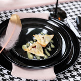 Blue Sky Edge Black Disposable Plastic Plates 10.6" Round (10 Count) - Elegant and Sturdy Tableware for Events and Parties
