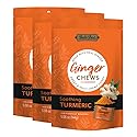 Bali's Best Ginger Chews, Soothing Turmeric Flavor, 5.08 Oz (Pack of 3), Individually Wrapped Soft Candy, Made with 100% Real Ginger, Digestive Health