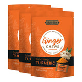 Bali's Best Ginger Chews, Soothing Turmeric Flavor, 5.08 Oz (Pack of 3), Individually Wrapped Soft Candy, Made with 100% Real Ginger, Digestive Health