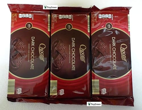 Choceur Dark Chocolate Smooth Dark Chocolate 49% Cocoa 5.29oz 150g (Pack of Three)