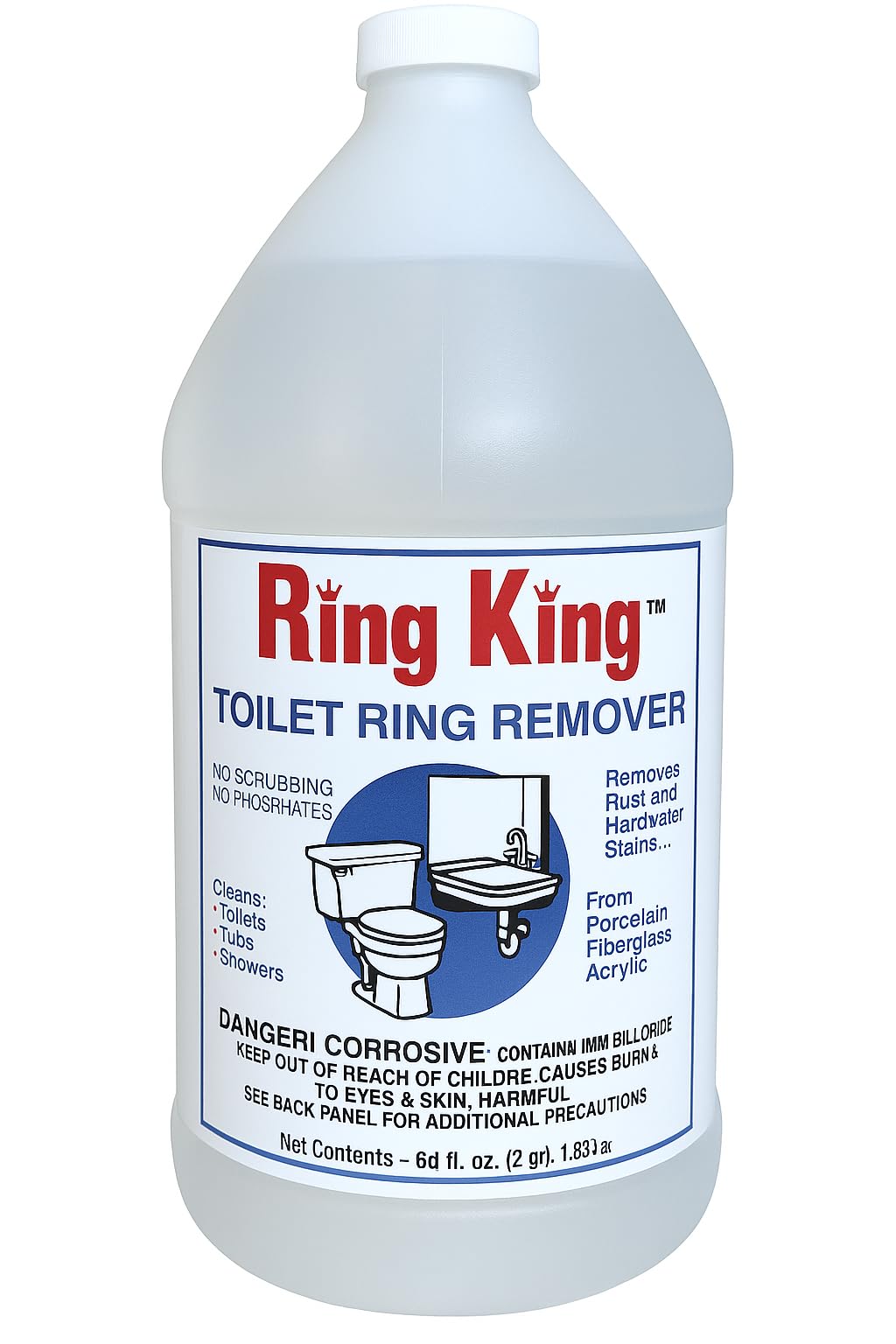 Ring King Toilet Bowl Cleaners | 64oz Toilet Bowl Cleaner Liquid Fast Acting Bathroom Cleaner For Calcium, Water, Rust, Red Clay & Lime Stains - No