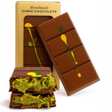 2 PACK Dubai Chocolate Bar Pistachio, Handmade Luxury Knafeh Chocolate Bar with Pistachio Cream and Kataifi (Total 7 oz - 200g)