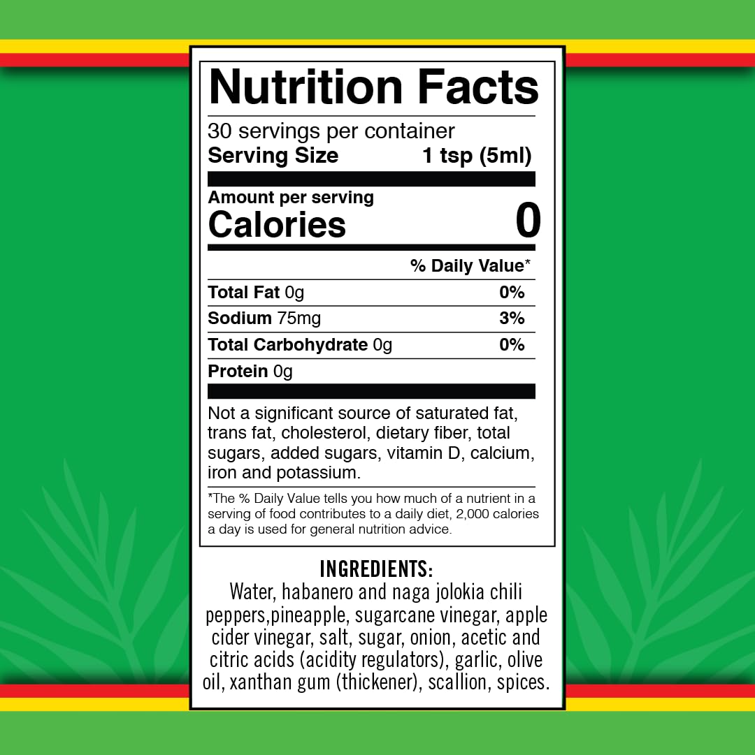 Smilin Island Jamaican Red Hot Sauce, Habanero, Naga Jolokia, Pineapple Blend, Spicy Pepper Sauce, Caribbean Flavor, Pineapple Habanero,(5oz Bottle)