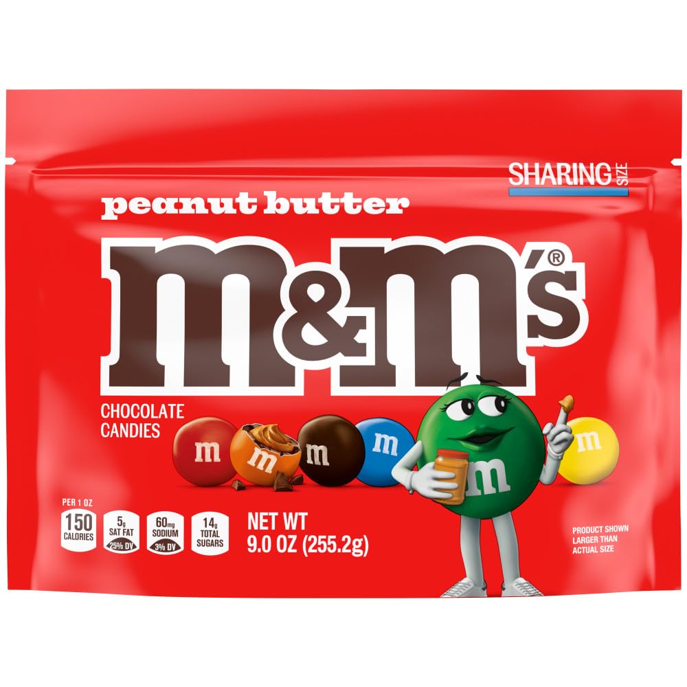 M&M'S Peanut Butter Milk Chocolate Candy, Sharing Size, 9 oz Bag