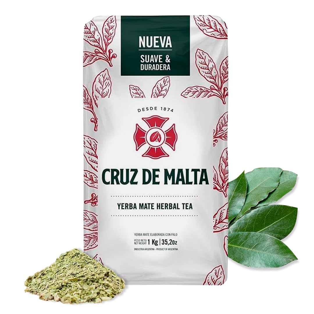Cruz de Malta Yerba Mate Tea - 1kg (2.2 lbs) Loose Leaf - Traditional Argentine Herbal Tea - Smooth Flavor, Naturally Sourced - USA Specific Packaging