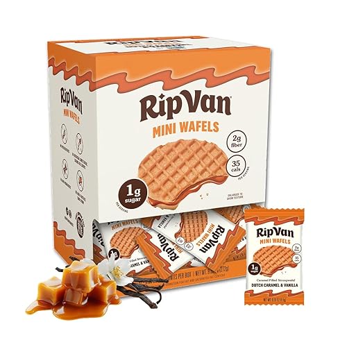 Rip Van Wafels Dutch Caramel Mini Stroopwafels - Low Carb Snacks (3g Net Carbs) - Non GMO Snack - Keto Friendly - Office Snacks - Low Calorie Snack