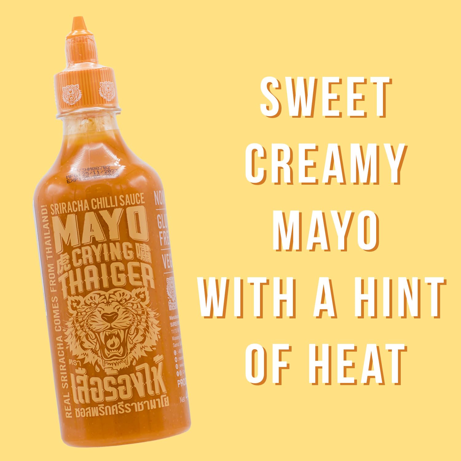 Crying Thaiger Sriracha Mayo Chili Sauce in Squeeze Bottle 17.4 Ounce, Vegan, Gluten Free, Non-GMO, from Thailand (Pack of 1)