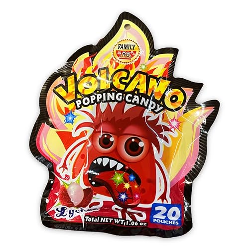 Volcano Popping Candy Lychee (1.06oz). Lychee flavor popping rock candy. (TCS-13 L-2) - Pack of 1