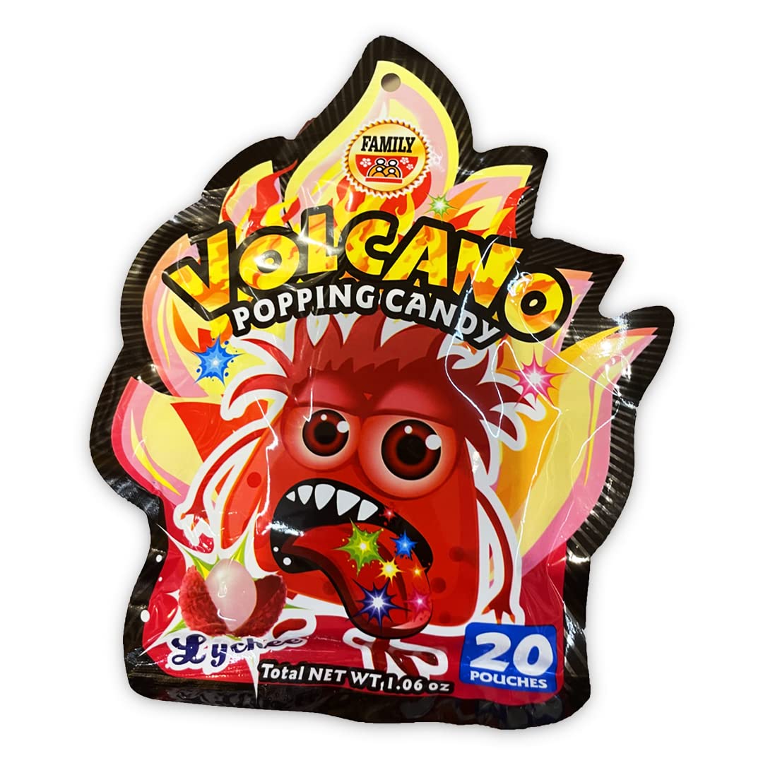 Volcano Popping Candy Lychee (1.06oz). Lychee flavor popping rock candy. (TCS-13 L-2) - Pack of 1