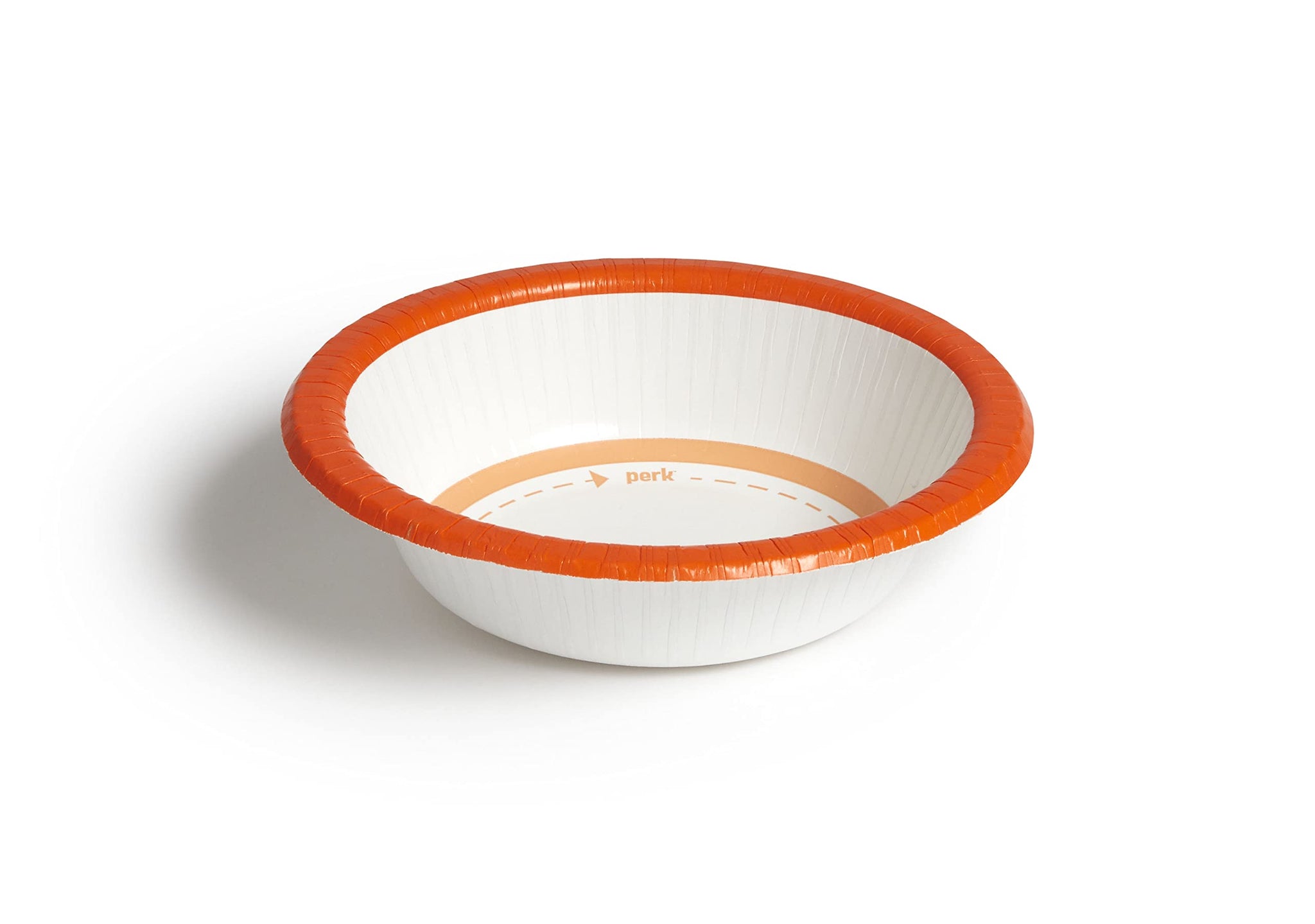 Perk Heavy?Weight Paper Bowls, 12 Oz, 125 Count Bulk Disposable Bowls for Soups, Snacks & Everyday Meals, White/Orange
