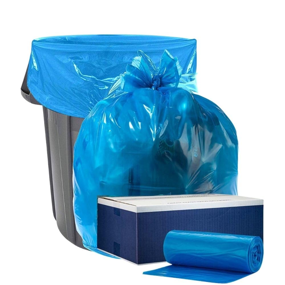 Plasticplace 45 Gallon 1.2 MIL Blue Industrial Strength Trash Bags - 40" x 46" - Pack of 100 - For Industrial, Home, & Recycling