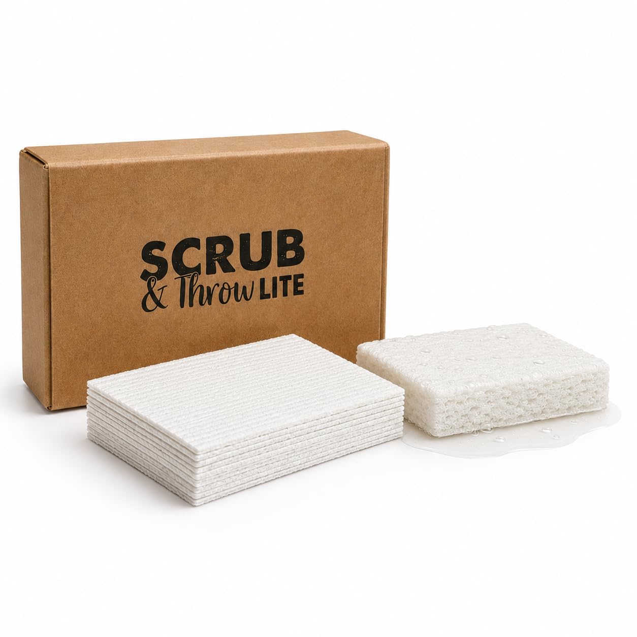 Scrub & Throw Cellulose Sponges, Natural, Plastic-Free, Non-Scratch, for Kitchen, Dishes, Pots and Cleaning, Plant-Based, Plastic-Free, Eco-Friendly