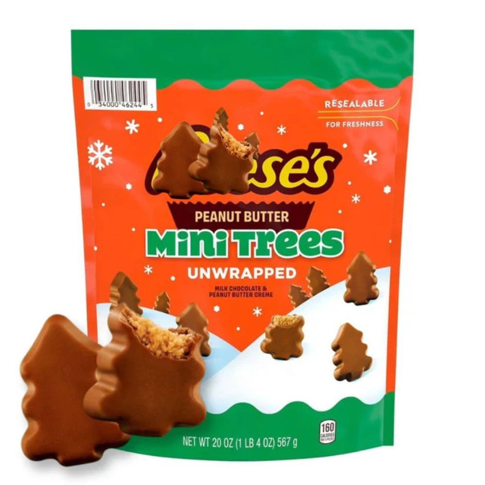 20 oz Milk Chocolate Peanut Butter Mini Tree Candy Holiday Bag - 1 Pack - 1.25 lb per pack (Approx. 40 pieces)