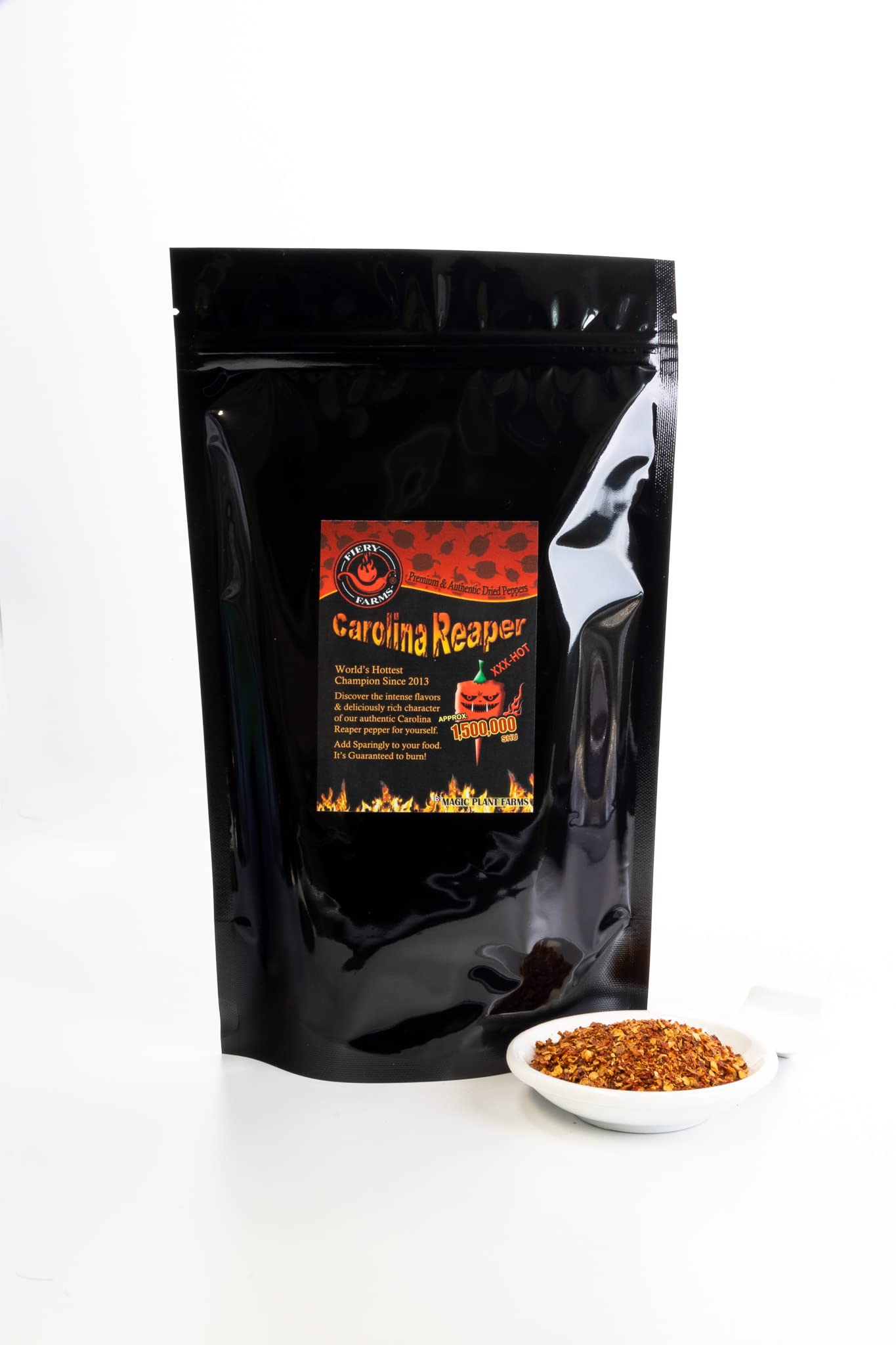 Fiery Farms Carolina Reaper Pods - 8 oz - 1.5M to 2M SHUs Extremely Hot Red Chili Pepper Dried Whole Pods, Pure, No Additives