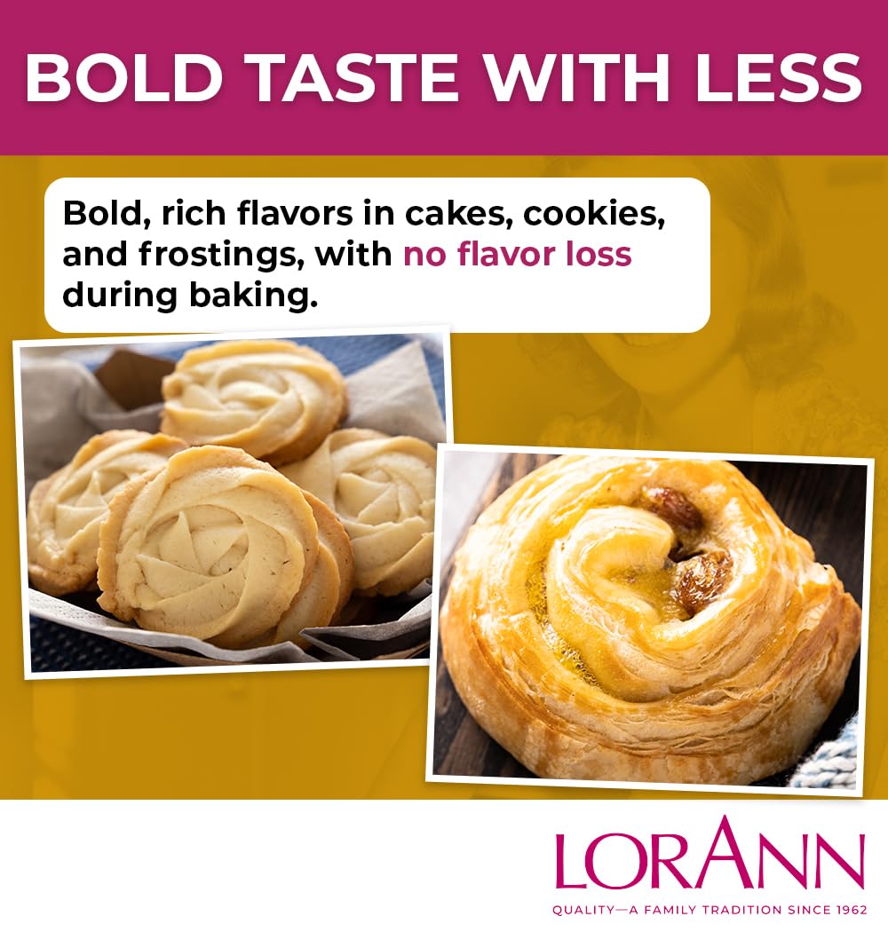 LorAnn Butter Vanilla Bakery Emulsion, 4 oz - Intense Butter Vanilla Flavor Extract for Baking, Cookies, Frosting, Ice Cream, Smoothies and Beverage