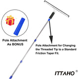 ITTAHO Stainless Steel Extension Pole,All Purpose Pole with Pole Attachment for Painting Microfiber Duster Ceiling Fan High Window Cleaning-Blue-4.8