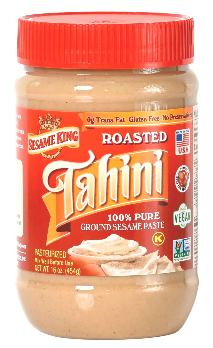 Sesame King Premium Sesame Tahini, 16 oz | Made in the USA | Rich Creamy Taste For Hummus and other fine dishes | All-natural, Keto & Paleo friendly |