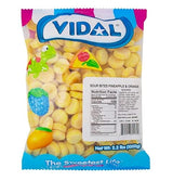 VIDAL Sour Bites Pineapple and Orange Gummy Candy, Chewy Fruit Gummies with Sour Sugar Coating, Bulk Bag, 2.2 lbs