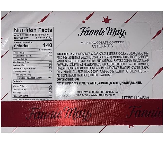 Fannie May Milk Chocolate Covered Cherries 1 lb Gift Wrapped Combo with Artistix Christmas Shoppe Gift Tag