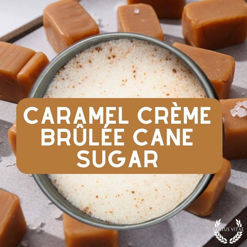 Caramel Crème Brûlée Cane Sugar | Artisanal Infused Sugar | 1:1 Replacement For Plain Sugar | All Natural, Non GMO | Gourmet Sweetener | Handmade in Small Batches | GLP-1 Friendly | Magnetic Tin | Gustus Vitae | #82