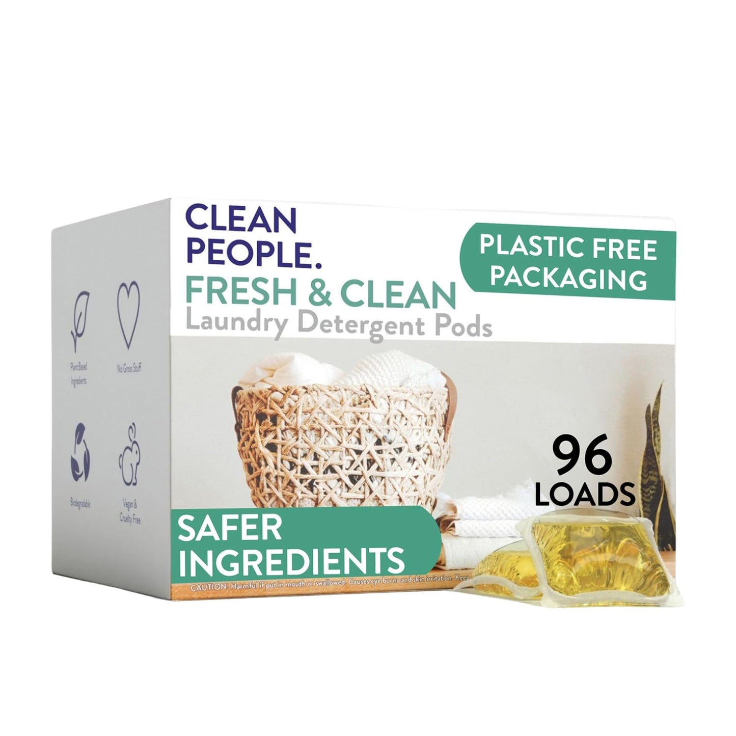 The Clean People Laundry Detergent Pods - Hypoallergenic Laundry Pods - Ultra Concentrated, Recyclable Packaging, Stain Fighting - Fresh Scent, 96