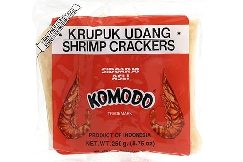 Komodo Krupuk Udang (Shrimp Crackers Large Disks Not Yet Fried) - Komodo Kroepoek Ongebakken Grote Schijven 8 Oz -227gm (Pack of 2)