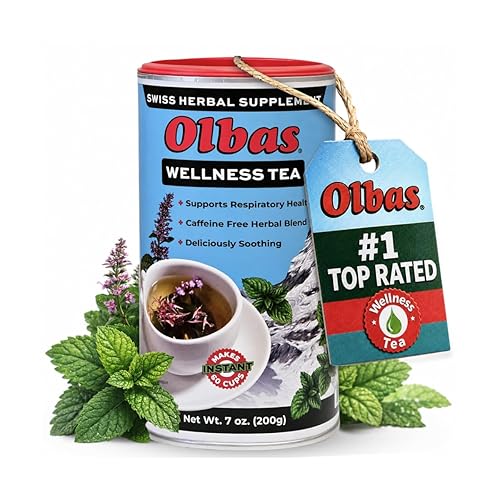 Olbas Herbal Tea 7 Ounce, Swiss Herbal Blend with 20 Soothing Herbs & Essential Oils, Sore Throat and Stress Relief Tea, Warming Comfort, Calms