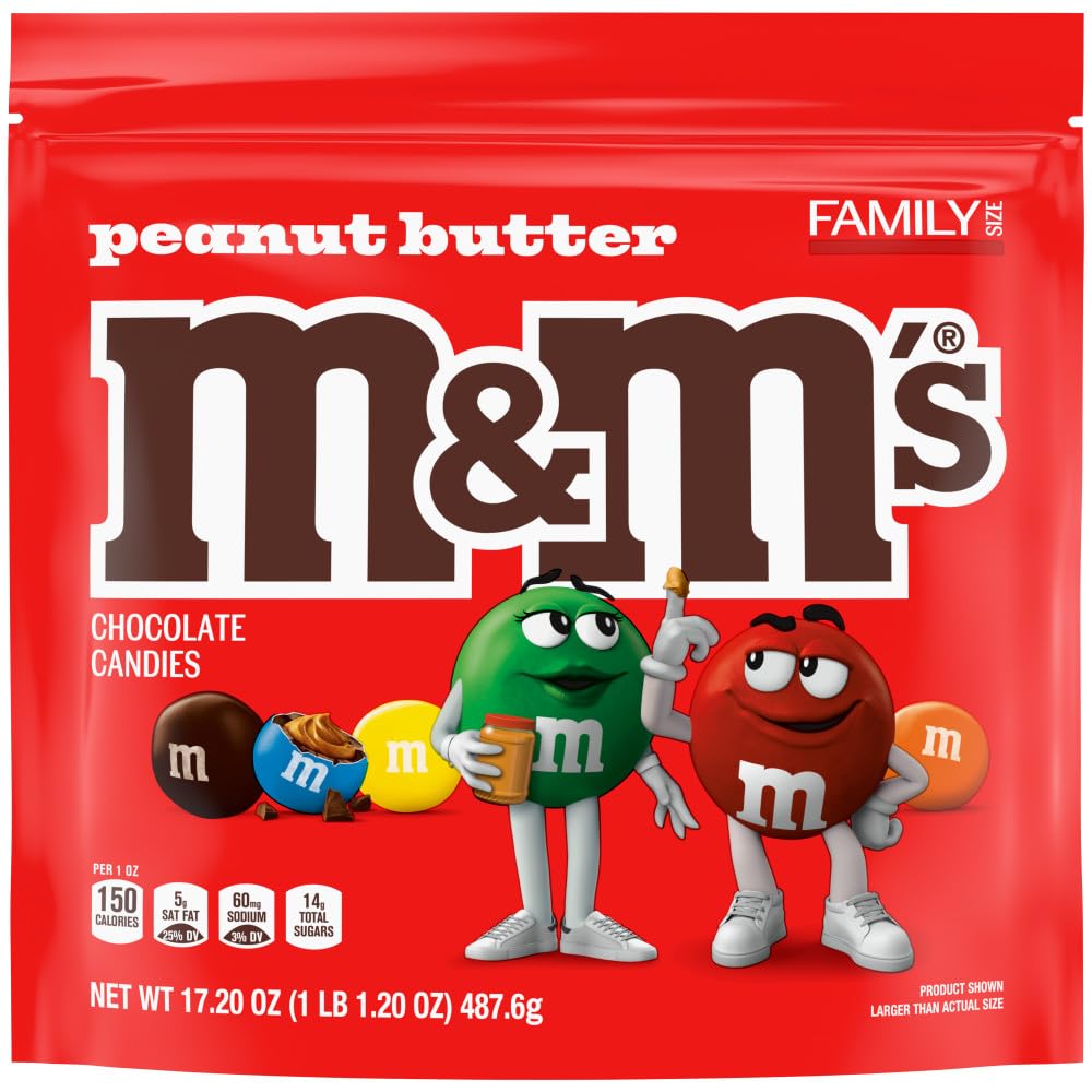 M&M'S Peanut Butter Chocolate Graduation Candy, Family Size, 17.2 Oz Resealable Bulk Bag