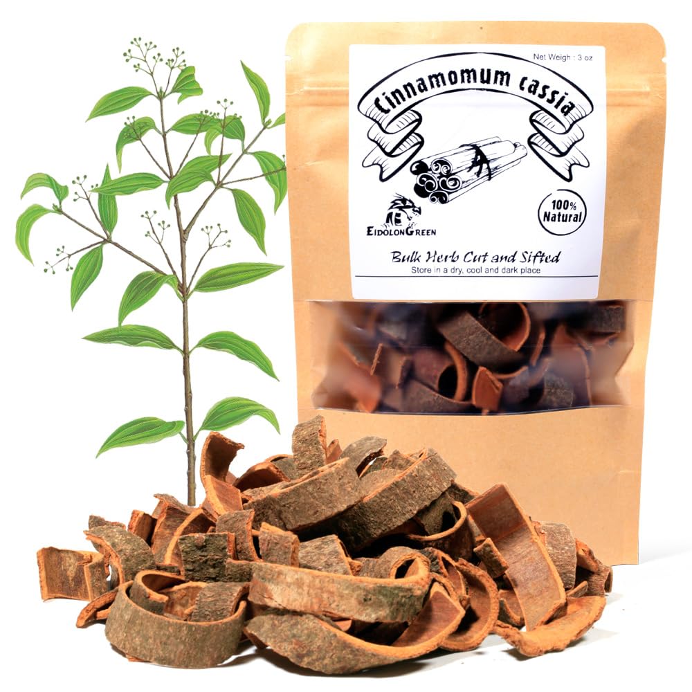 EidolonGreen [China Medicinal Herb] Organic Cinnamon Sticks 1" Cut (Rougui/??) - 100% Natural Cinnamomum Cassia for Baking, Tea, and Dried Bulk Herbs