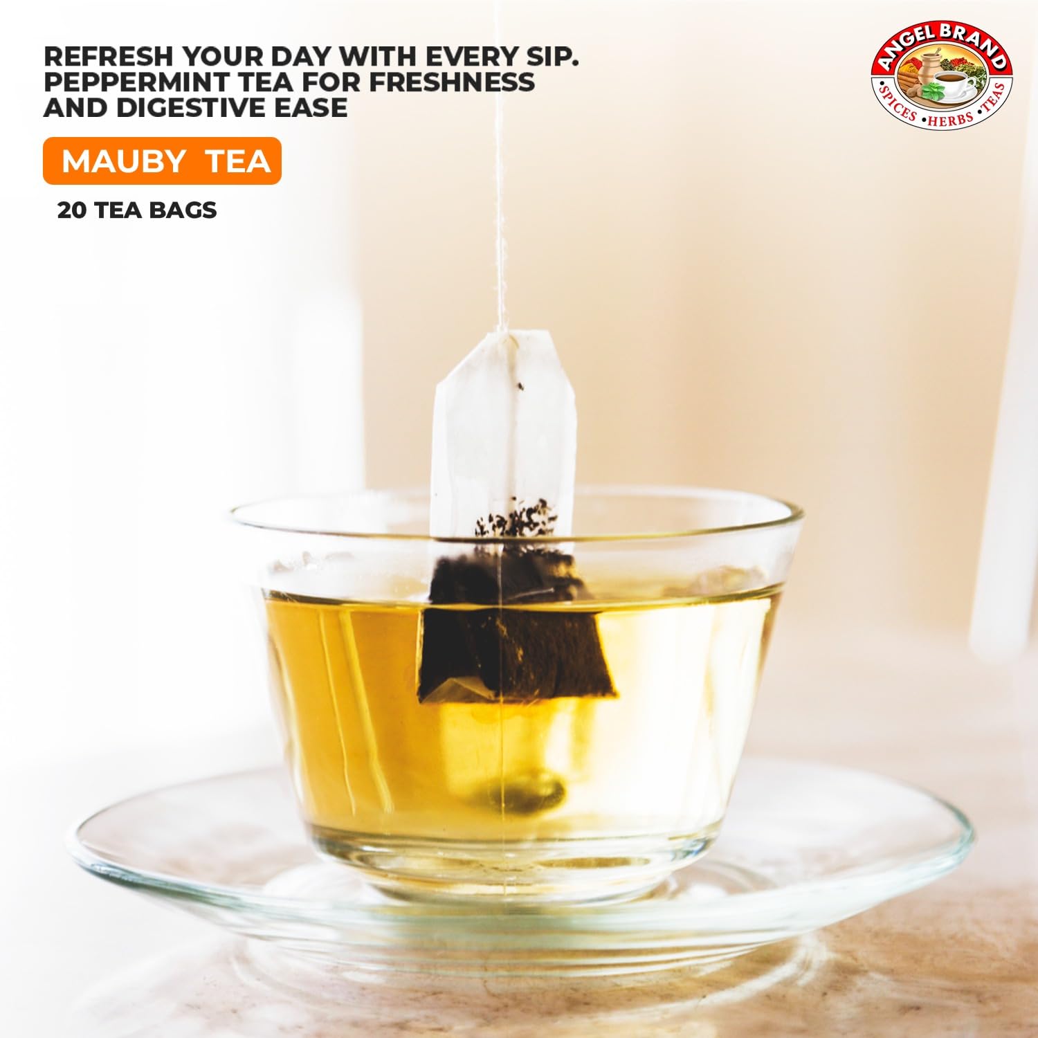 Angel Brand Mauby Bark Tea Bags 20 Pack of 3 - Herbal Mauby Tea for Digestion &