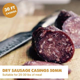 UMAi Dry 50mm Dry Sausage Casings (30 ft) - Make Homemade Salami, Pepperoni & Dry-Cured Sausage, Makes 25-30 lbs of Meat